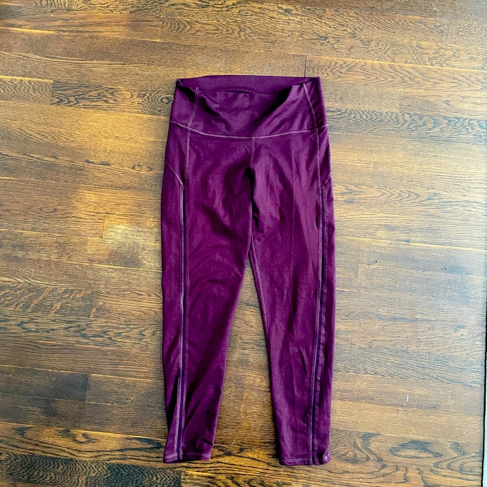 Aerie workout movement gym yoga high waist athletic leggings wine merlot size M